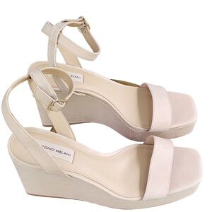 ✅Antonio Melani Nude Leather Strappy Wedge Platform Women Sandals Shoe